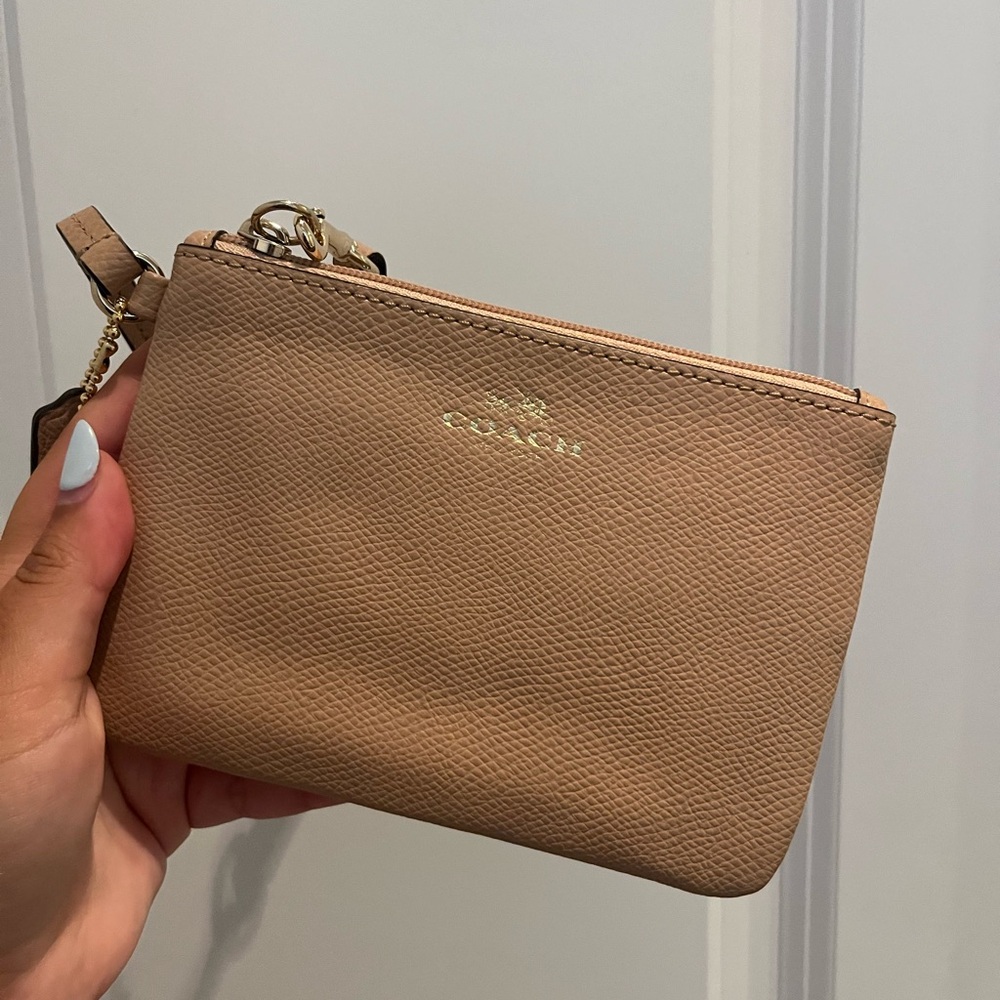 Coach Beige Leather Wristlet